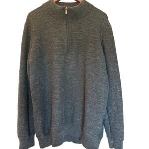 L.L. Bean Charcoal Gray 1/4 Zip Sweater XL Tall Organic Cotton Knit Sweatshirt